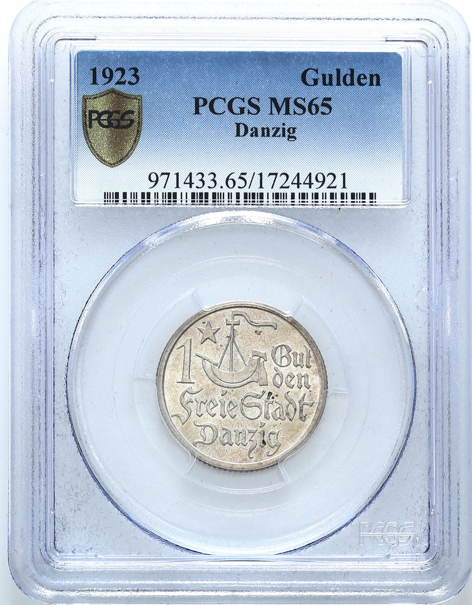 Wolne Miasto Gdańsk / Danzig. 1 Gulden 1923 PCGS MS65 - PIĘKNE